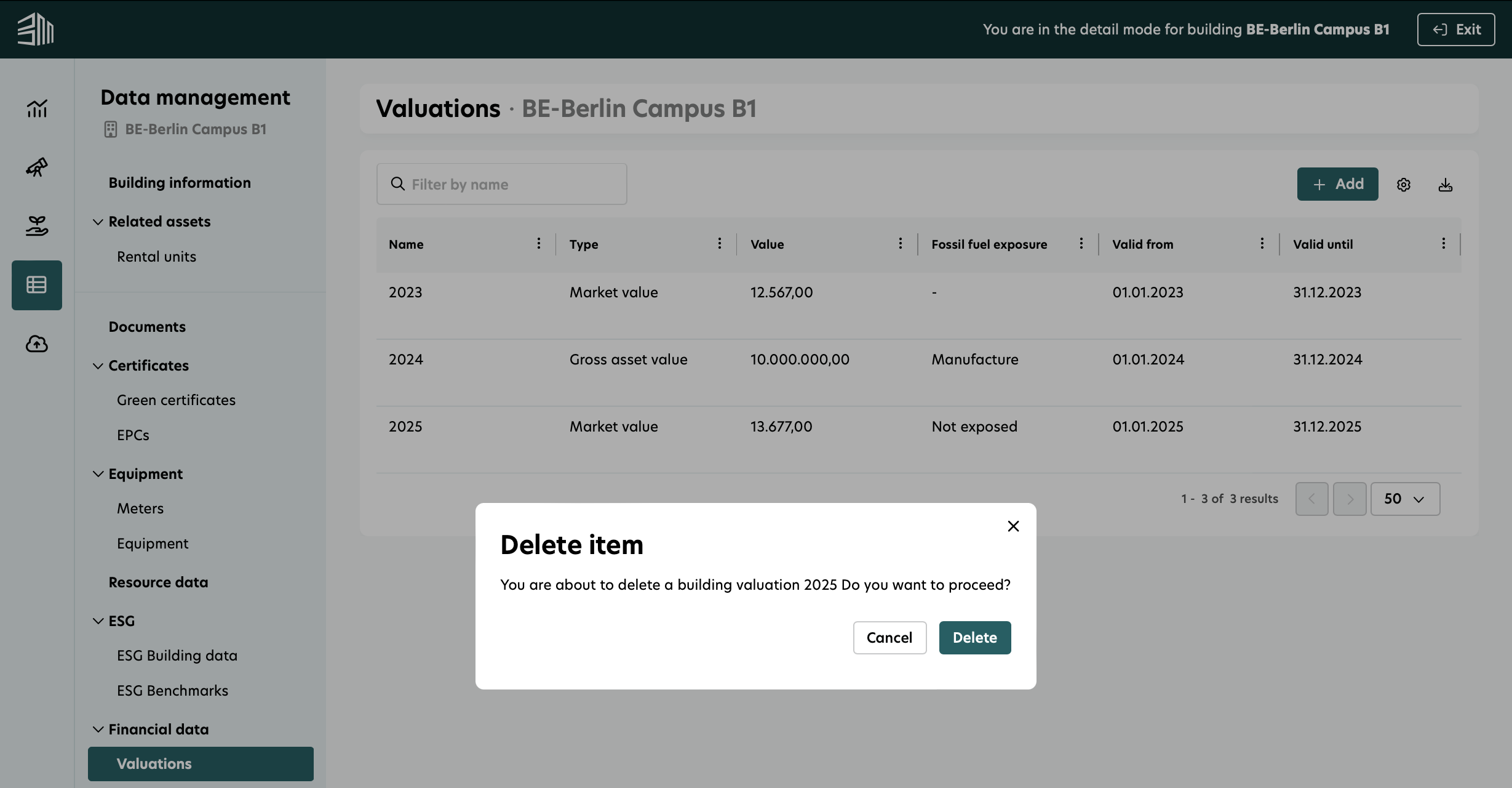 Delete Valuation