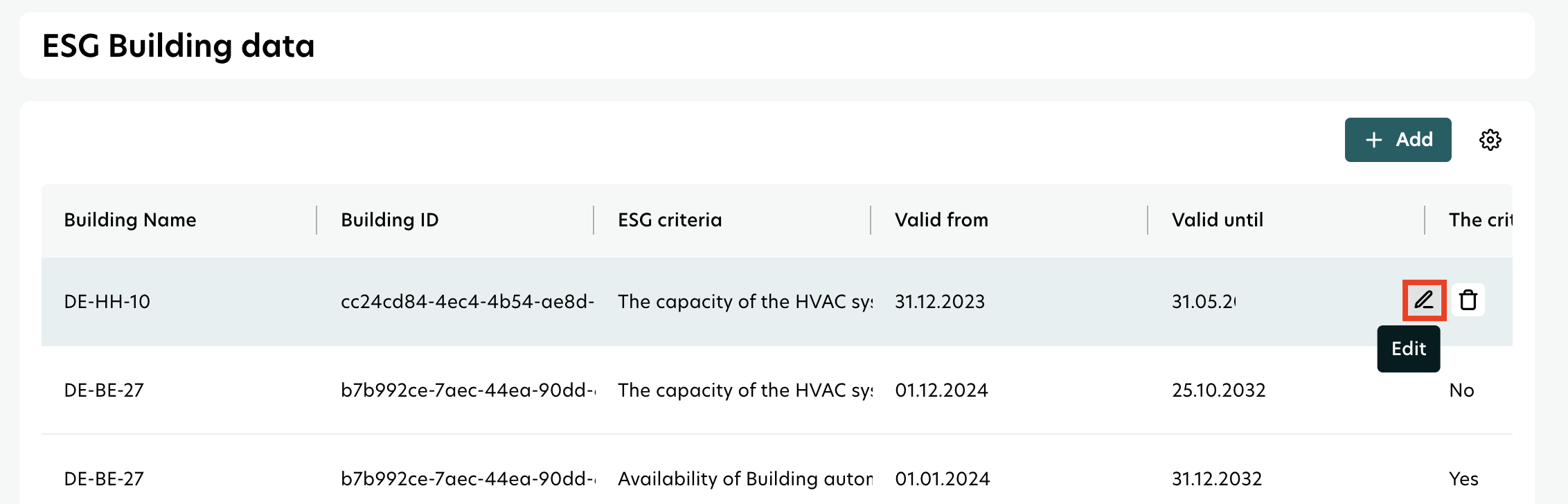 ESG building data Edit