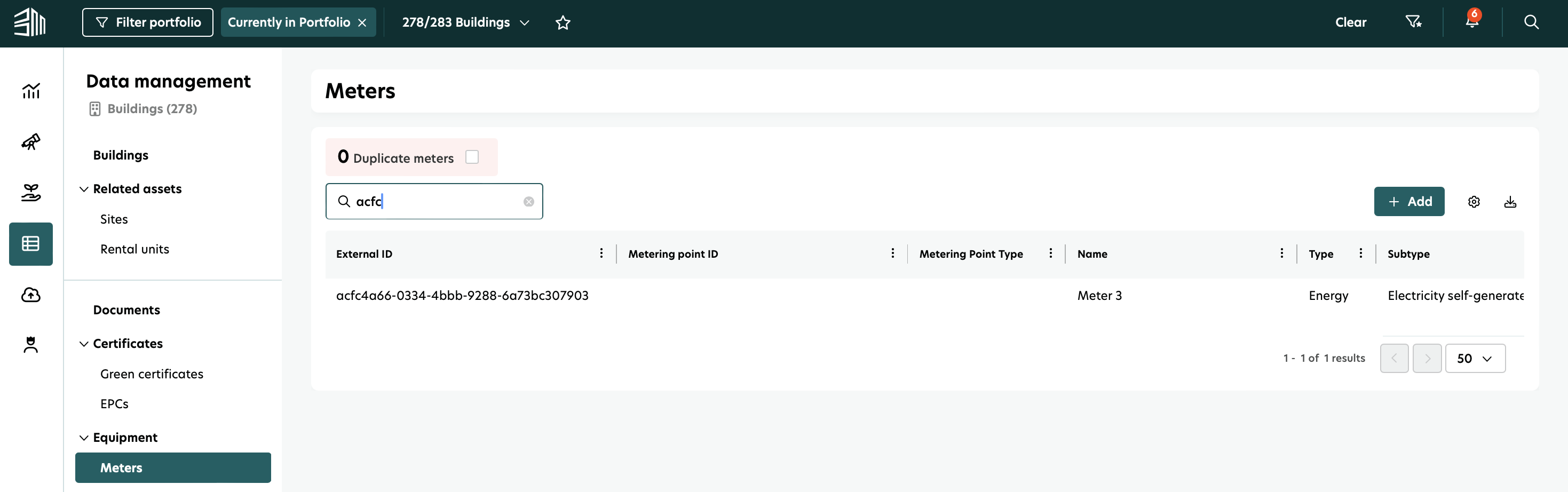 Search meter