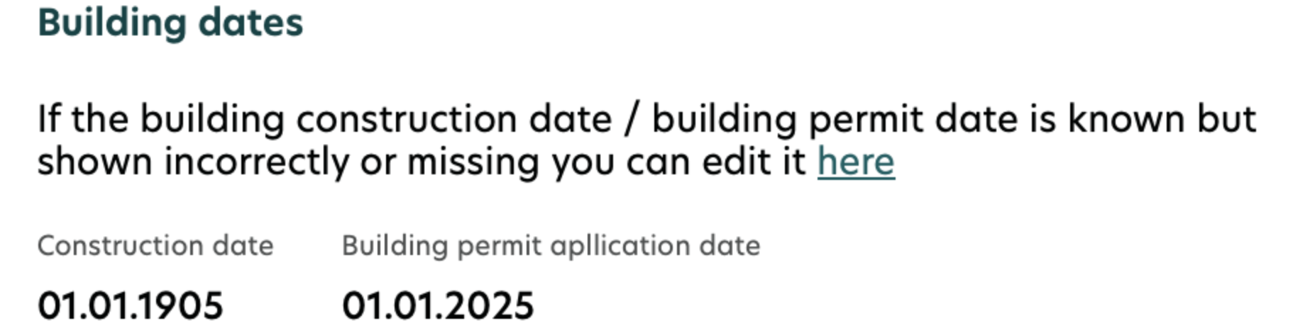 building dates